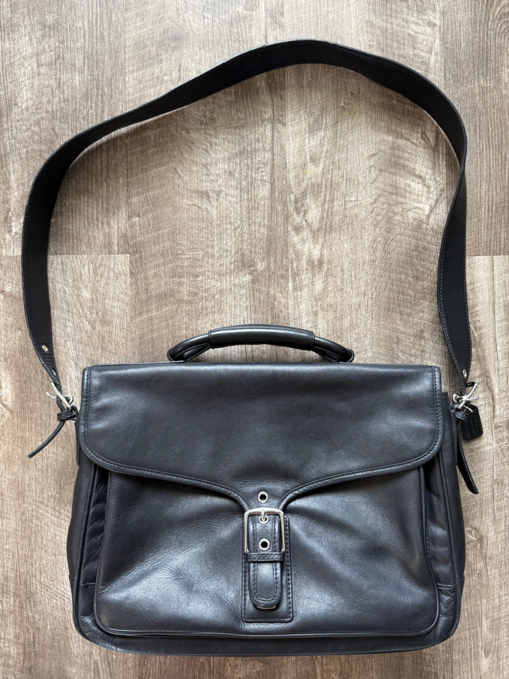 Vintage Coach Logan Black Leather Large Briefcase Portfolio Laptop Bag 5238
